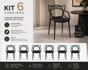 Conjunto Kit 6 Cadeiras Empilháveis