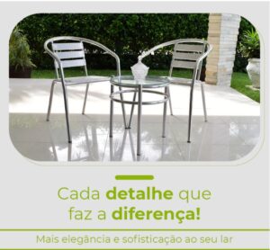 Kit 2 Cadeiras + Mesa Redonda de Alumínio