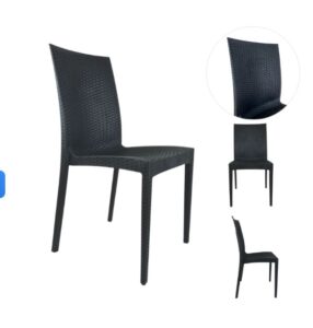Kit 6 Cadeiras Rattan Preta para Sala de Jantar