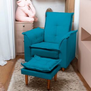 Poltrona Multifuncional Com Puff Suede
