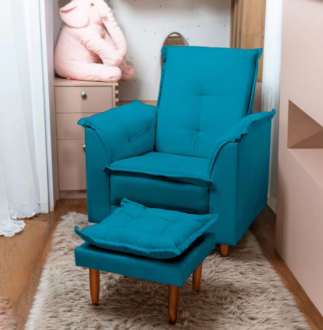 Poltrona Multifuncional Com Puff Suede