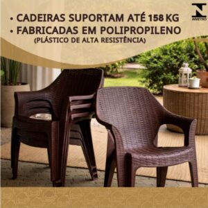 Conjunto Mesa com 4 Cadeiras Rattan