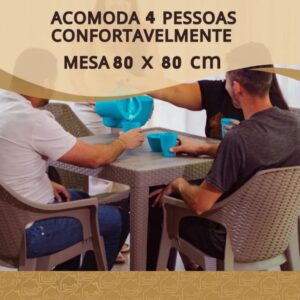 Conjunto Mesa com 4 Cadeiras Rattan